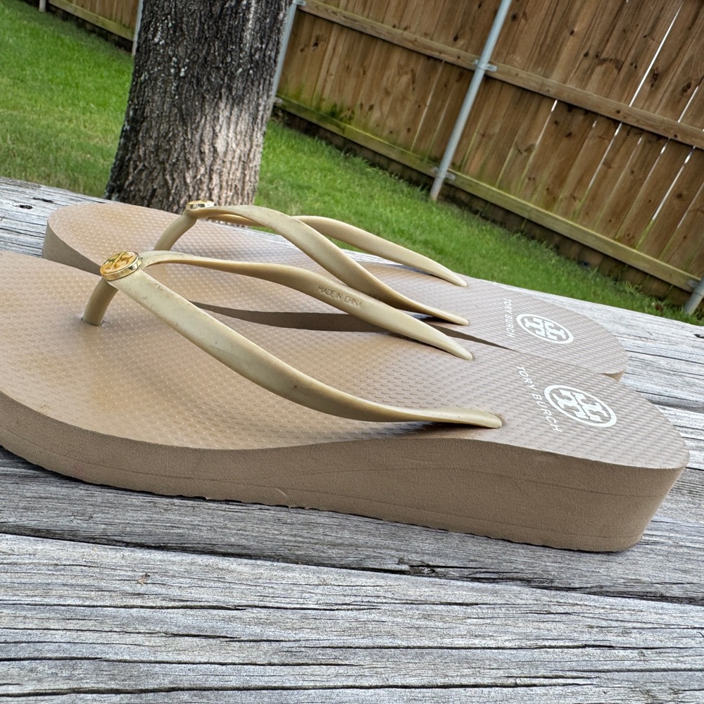 Tory Burch Beige Platform Sandals